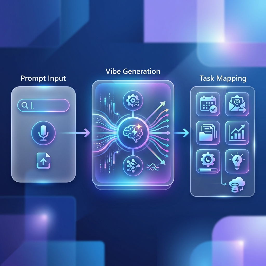 App Builder reasoning process showing Vibe Generation and Task Mapping