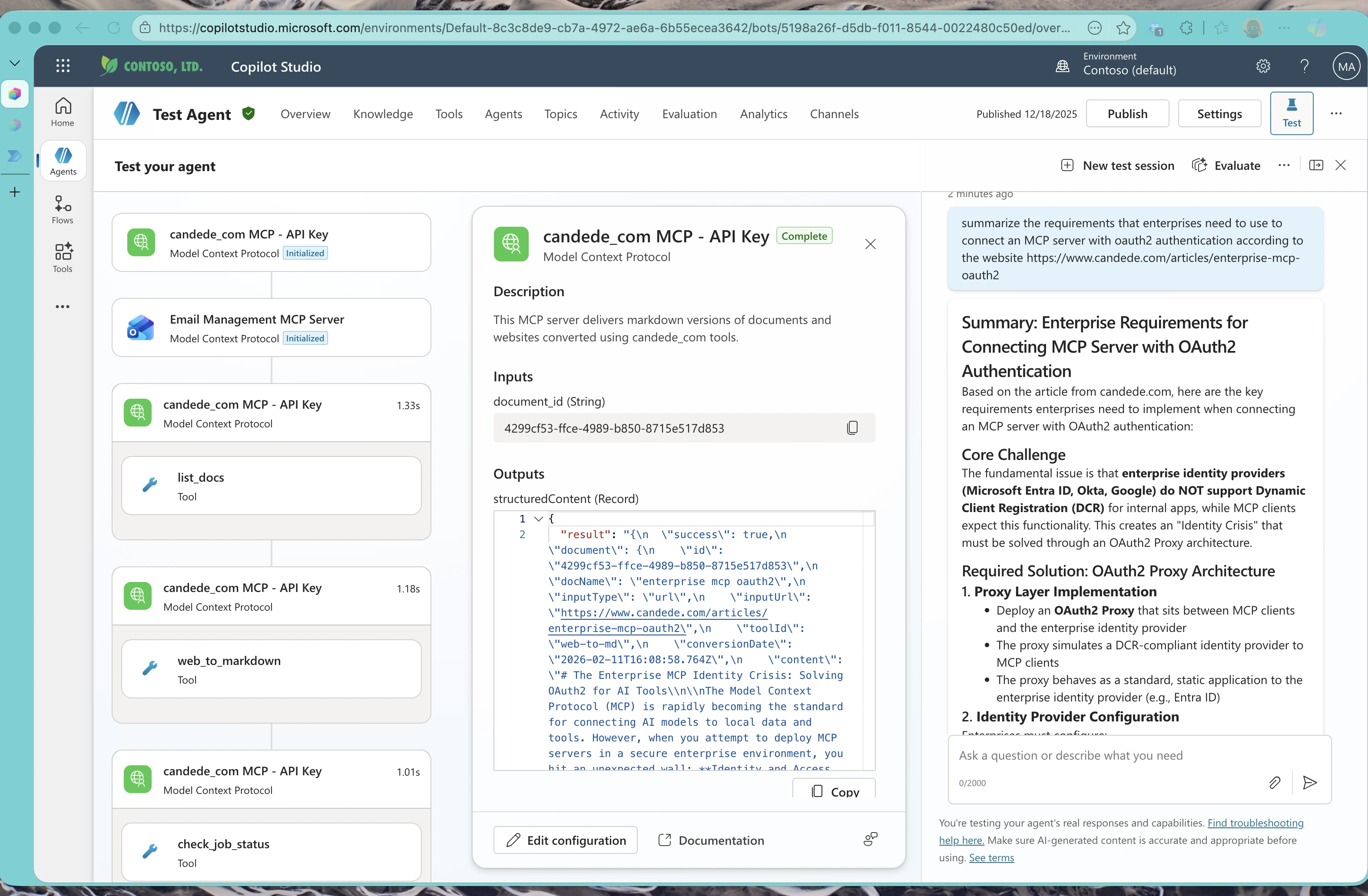 Claude making an explicit action call to an MCP tool